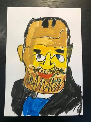 Portrait d'un auto-portrait par Léonard Burnier 8 ans 2ème prix catégorie enfants