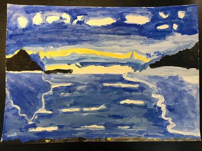 Le Lac de Thoune avec reflets par Jules Lachenal 10 ans 7ème prix catégorie enfants