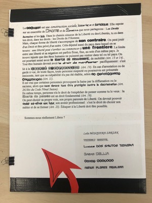 Sommes-nous réellement libres ?, par la classe Atelier du CO des Voirets 2ème prix catégorie Ados