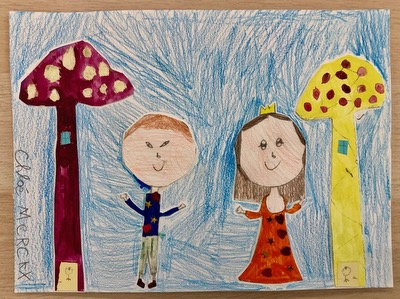 Portrait d'un auto-portrait par Léonard Burnier 8 ans 2ème prix catégorie enfants